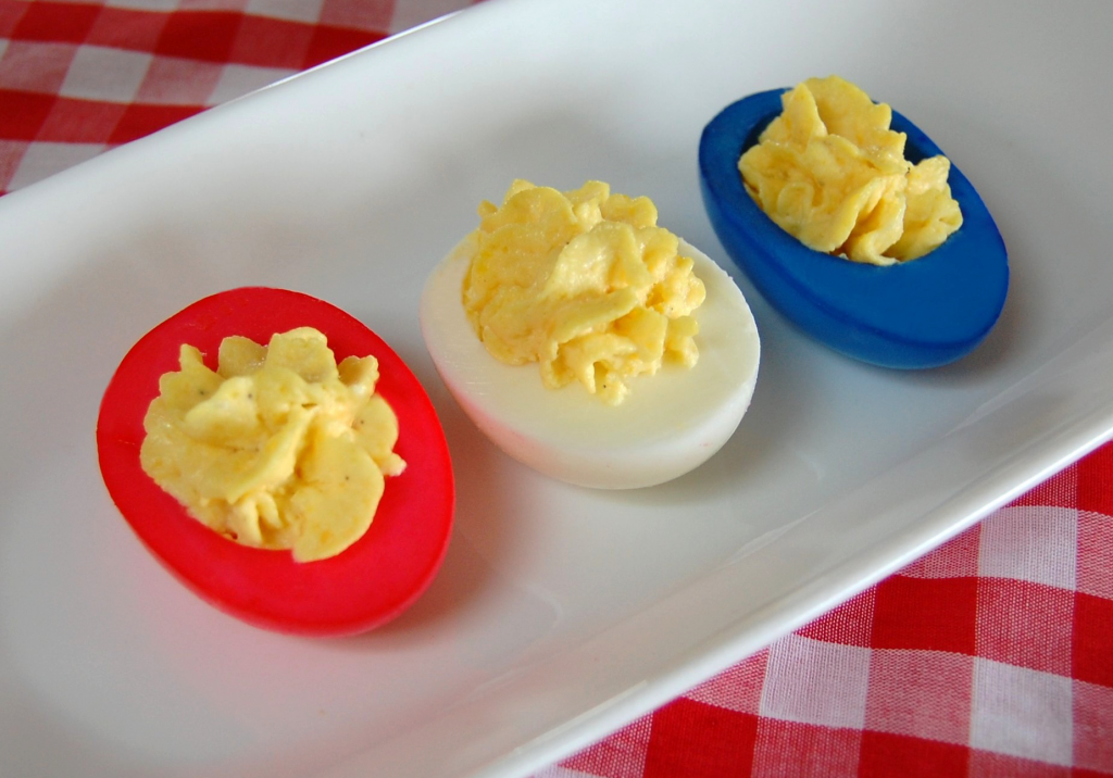 Red White & Blue Deviled Eggs 