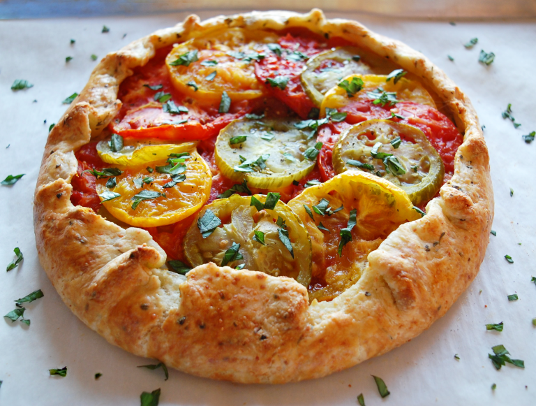 Heirloom Tomato Galette with Savory Herb & Cheese Crust | Cooking Mamas